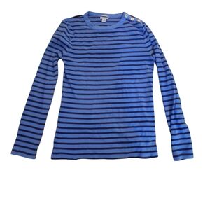 J. Crew Blue and Black Striped Long-sleeved Shirt